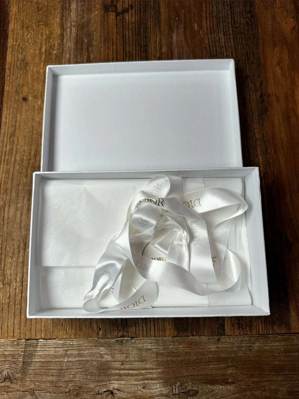 Dior White Branded Gift Box with Satin Ribbon